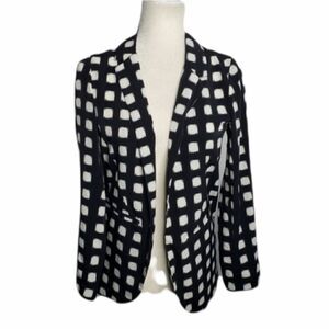 TOPSHOP blazer black and white windowpane‎ check boyfriend coat 2